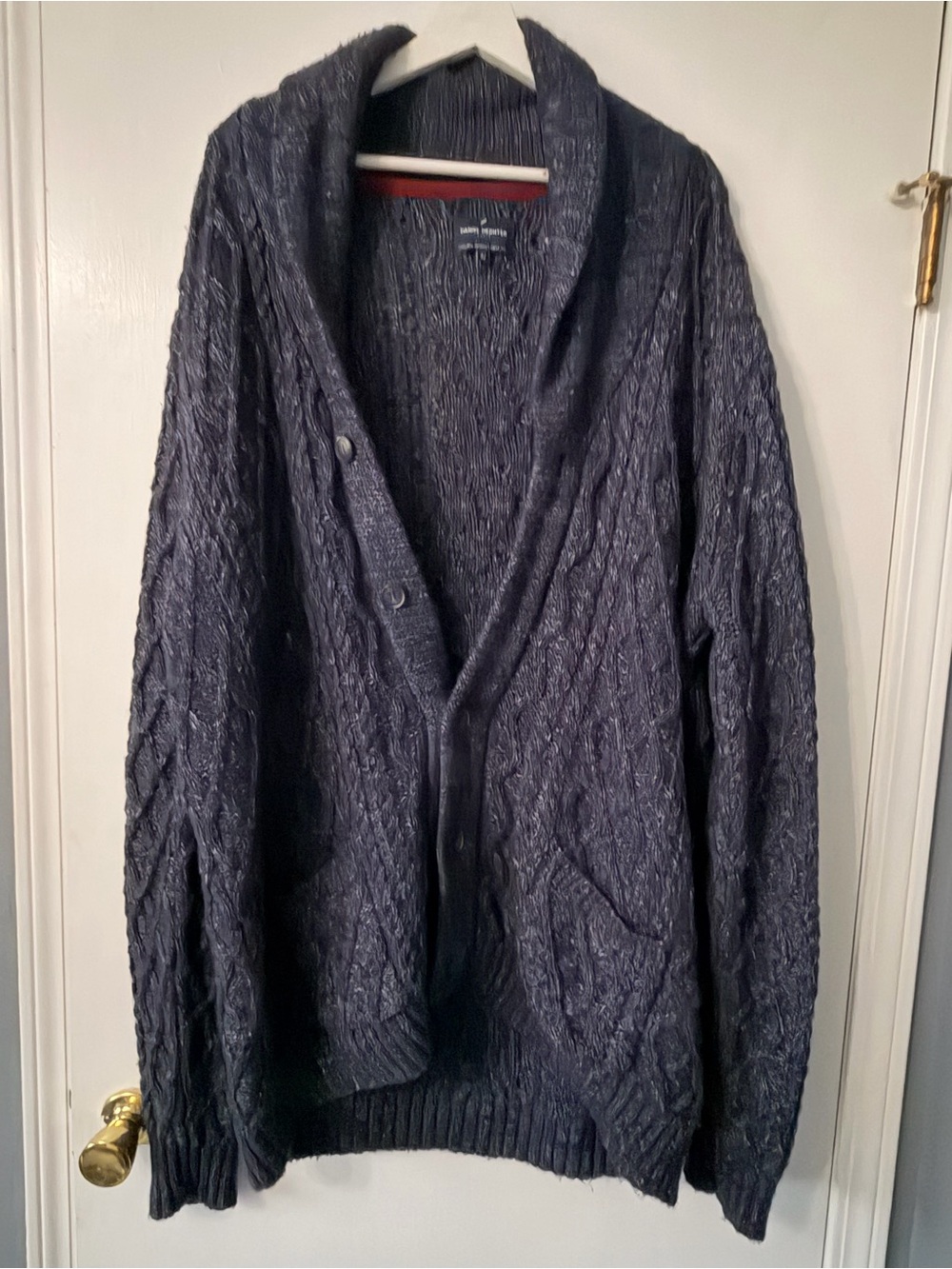 Men’s Daniel Hechter Navy Shawl Collar Cable Knit Cardigan